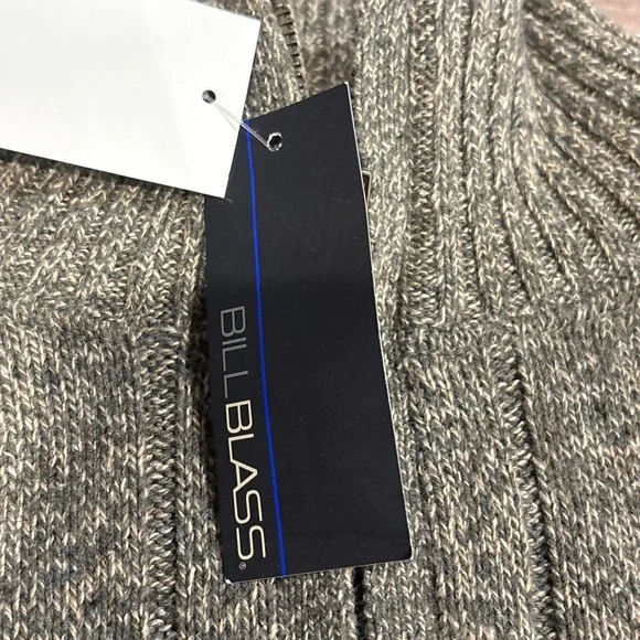 Bill Blass Ribbed Knit 1/4 Zip Green Beige Size M Men's Sweater - Picture 4 of 10